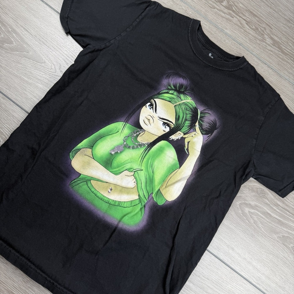 Billie Eilish X Soto Gang Men's Short Sleeve Graphic Cartoon‎ T Shirt Black Sz M